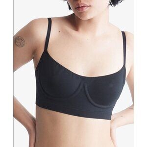 NEW Calvin Klein Womens Small Black Bonded Flex Unlined Balconette Bralette‎ Bra